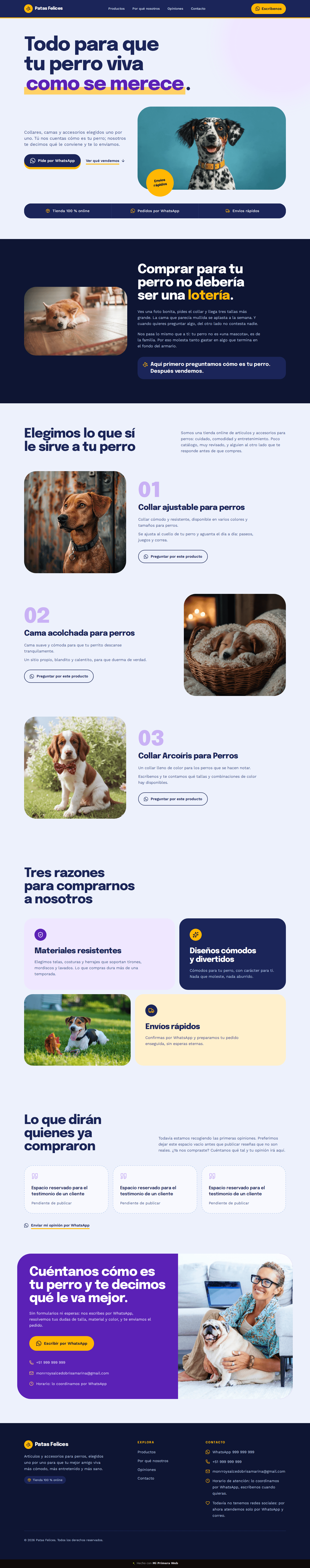 Página web de Patas Felices